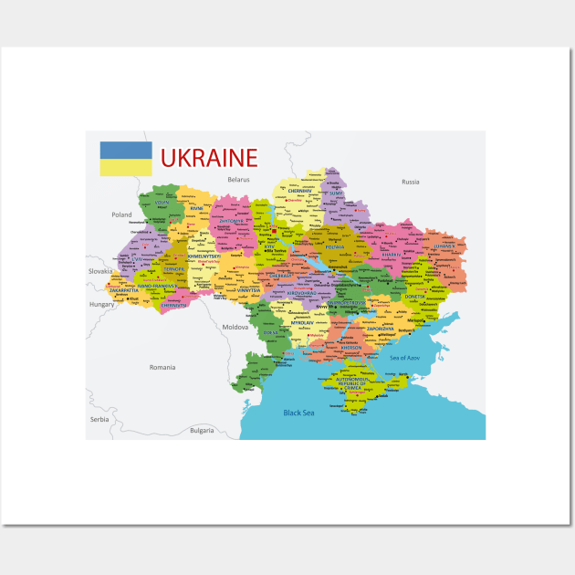 Political map of Ukraine Wall Art by AliJun